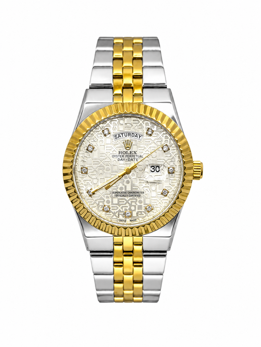 Luxury Gold & Silver Day-Date Watch – White Dial