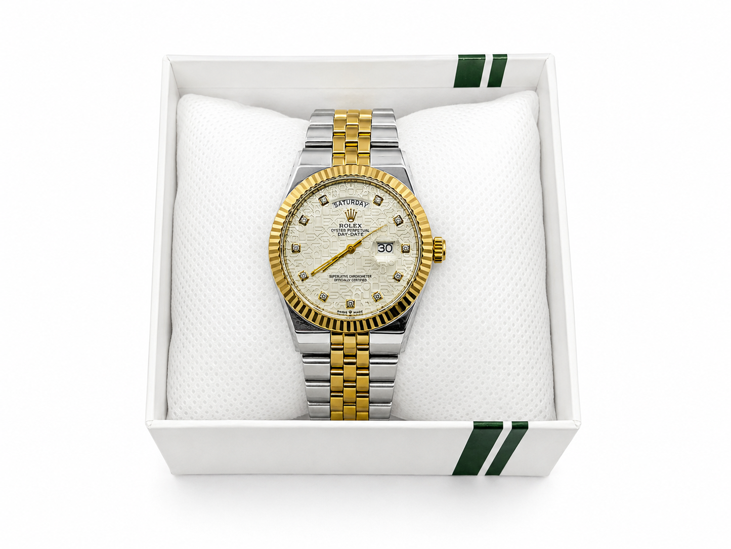 Luxury Gold & Silver Day-Date Watch – White Dial