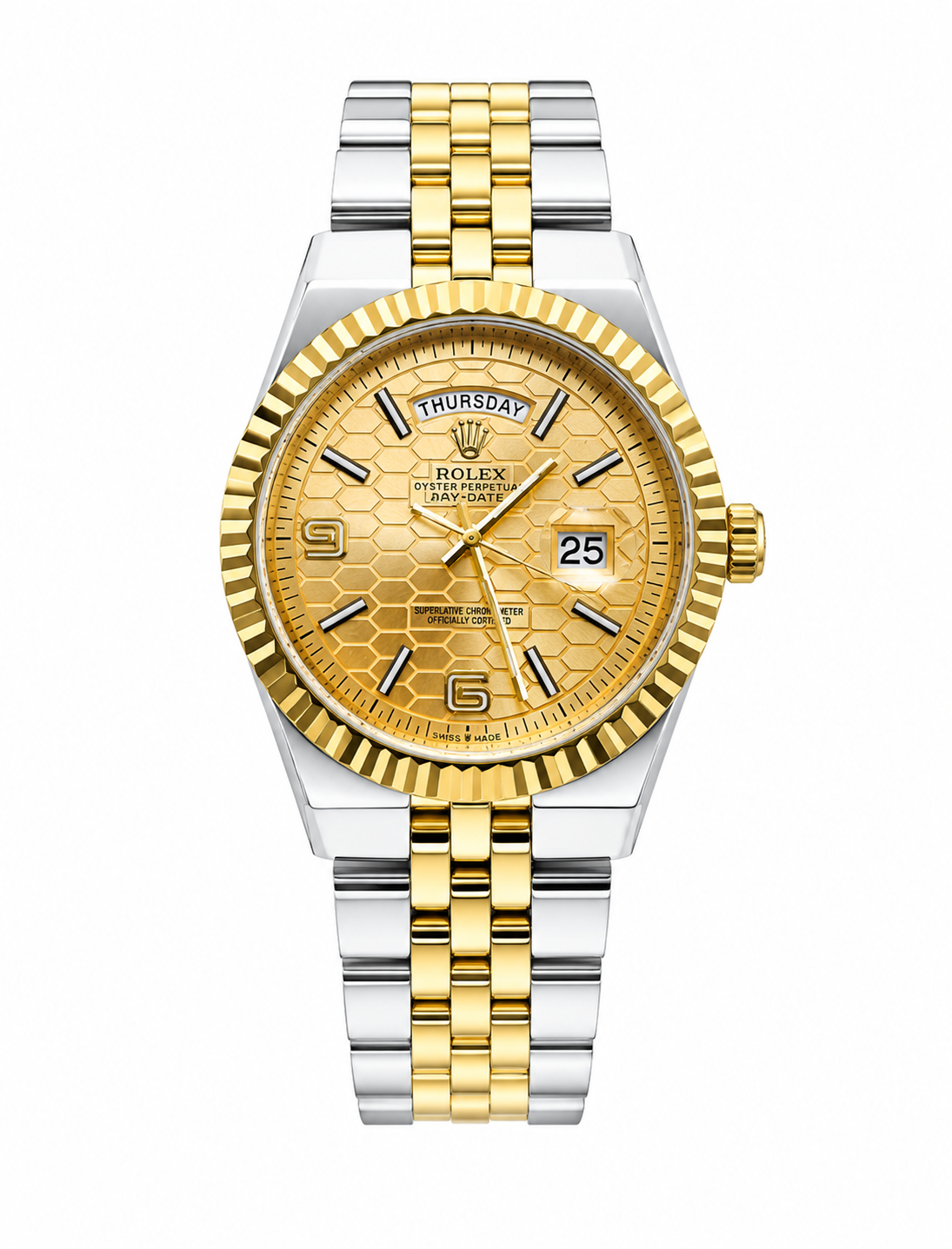 Luxury Gold & Silver Day-Date Watch – White Dial