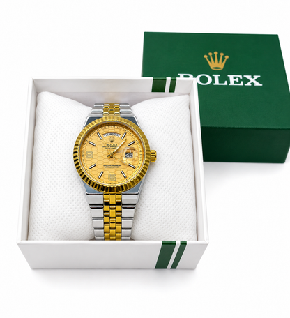 Luxury Gold & Silver Day-Date Watch – White Dial