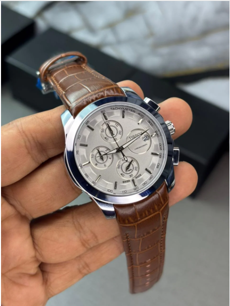 Tsot Leather Strap Chronograph Watch