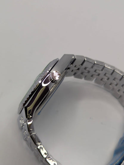 Rlx Premium Dial Day-Date Men’s Watch – Fluted Bezel & Steel Bracelet with Luxury Box